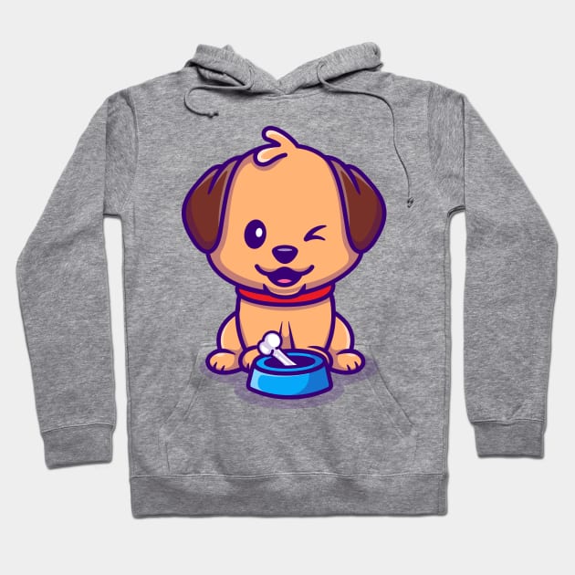 Cute Dog Sitting Cartoon Hoodie by Catalyst Labs